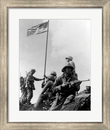 Framed 1st American Flag Raising Print