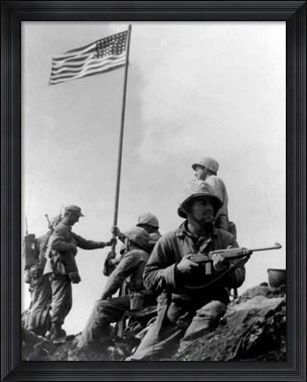 Framed 1st American Flag Raising Print