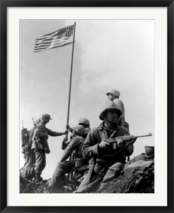 Framed 1st American Flag Raising Print