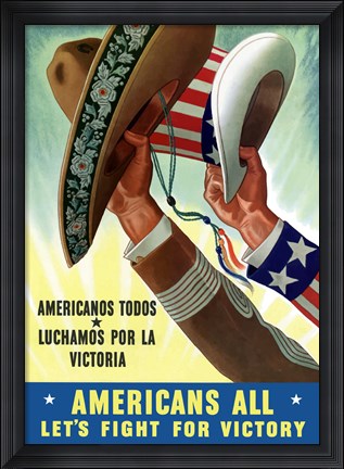 Framed American&#39;s All - Let&#39;s Fight for Victory Print