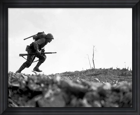 Framed Marine Making a Dash Print