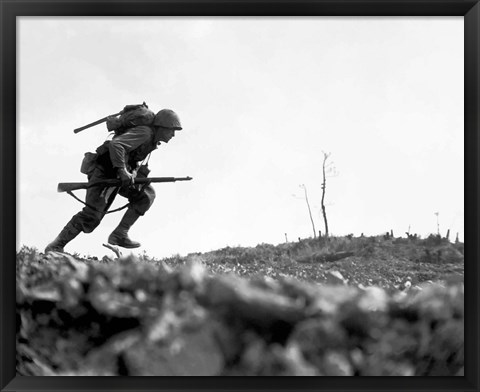 Framed Marine Making a Dash Print