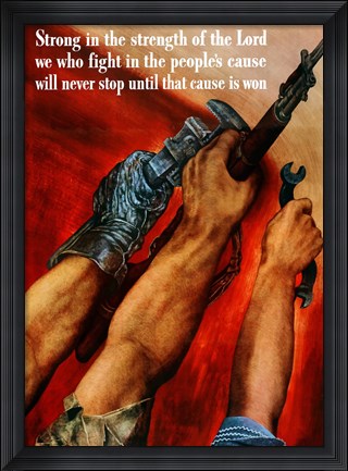 Framed Hands with Tools and Guns Print
