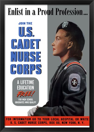 Framed US Cadet Nurse Corps - A Lifetime Education Free Print