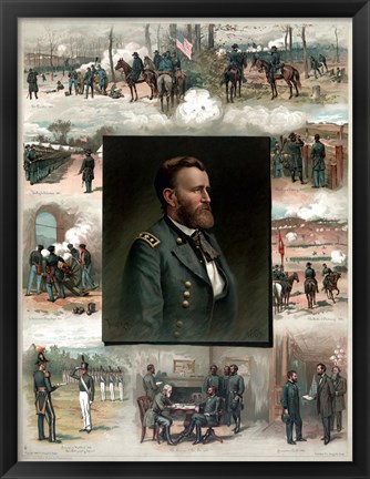 Framed Ulysses S Grant and His Achievements Print