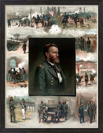 Framed Ulysses S Grant and His Achievements Print