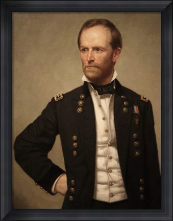 Framed Union Civil War General William Tecumseh Sherman (color) Print