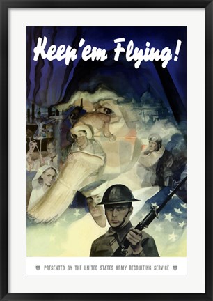 Framed Keep &#39;Em Flying War Poster Print