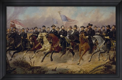 Framed Ulysses S Grant and His Generals on Horeback Print