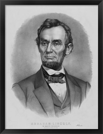 Framed Vintage Abraham Lincoln (black &amp; white) Print