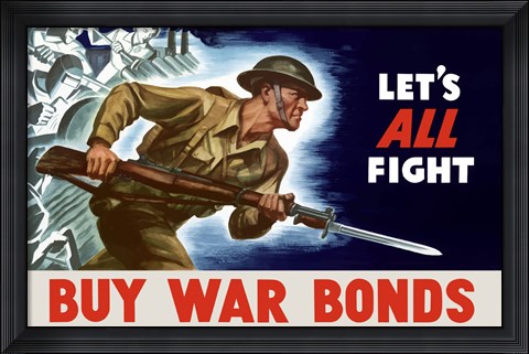 Framed Buy War Bonds - Let&#39;s All Fight Print