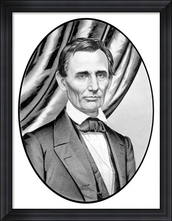 Framed Digitally Restored Vector Portrait of Abe Lincoln Print