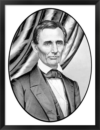 Framed Digitally Restored Vector Portrait of Abe Lincoln Print