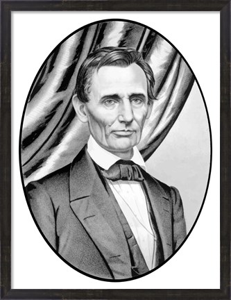 Framed Digitally Restored Vector Portrait of Abe Lincoln Print