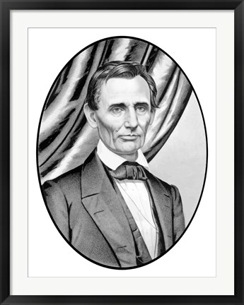 Framed Digitally Restored Vector Portrait of Abe Lincoln Print