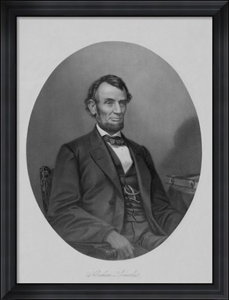 Framed President Abraham Lincoln Sitting in a Chair Print