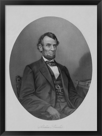 Framed President Abraham Lincoln Sitting in a Chair Print