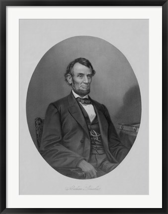 Framed President Abraham Lincoln Sitting in a Chair Print