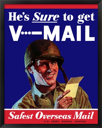 Framed V-Mail, Safest Overseas Mail Print