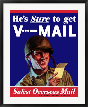 Framed V-Mail, Safest Overseas Mail Print