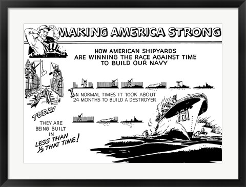 Framed Making America Strong - Shipyards Print