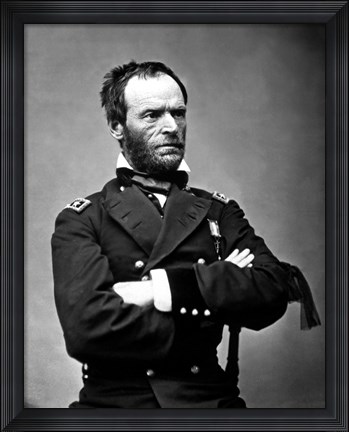Framed Digitally Restored Vector Portrait of General Sherman Print