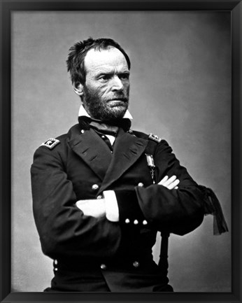 Framed Digitally Restored Vector Portrait of General Sherman Print