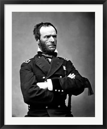 Framed Digitally Restored Vector Portrait of General Sherman Print