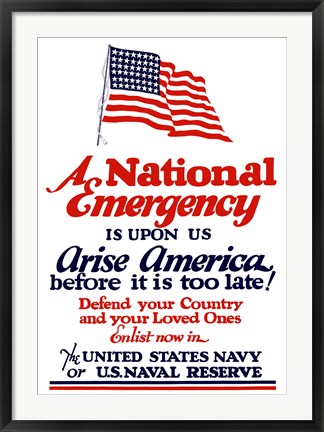 Framed National emergency, Arise America Print