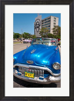 Framed Havana, Cuba, Classic cars in Revolution Square Print