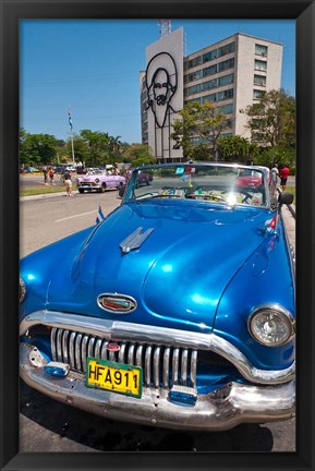 Framed Havana, Cuba, Classic cars in Revolution Square Print