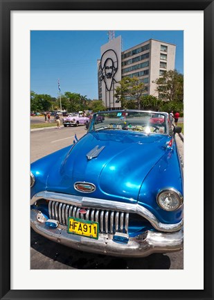 Framed Havana, Cuba, Classic cars in Revolution Square Print