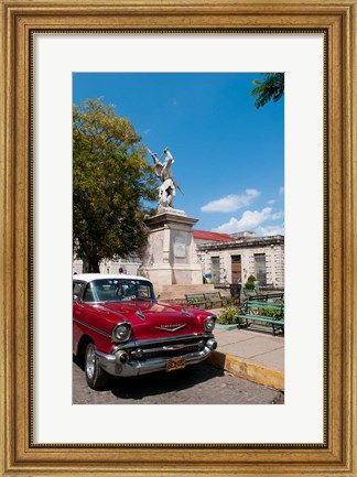Framed 1957 Chevy car parked downtown, Mantanzas, Cuba Print