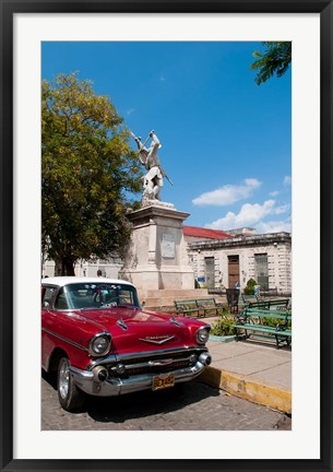 Framed 1957 Chevy car parked downtown, Mantanzas, Cuba Print