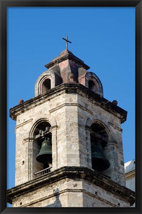 Framed Havana, Cuba Steeple of church in downtowns San Francisco Plaza Print