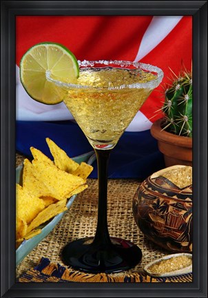 Framed Daiquiri cocktail and Cuban flag Print