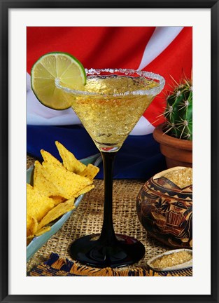 Framed Daiquiri cocktail and Cuban flag Print