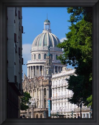 Framed Capitol building, Havana, UNESCO World Heritage site, Cuba Print