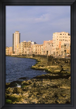 Framed Malecon, Waterfront in Old City of Havana, Cuba Print