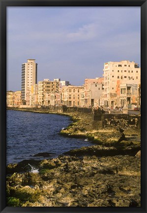 Framed Malecon, Waterfront in Old City of Havana, Cuba Print