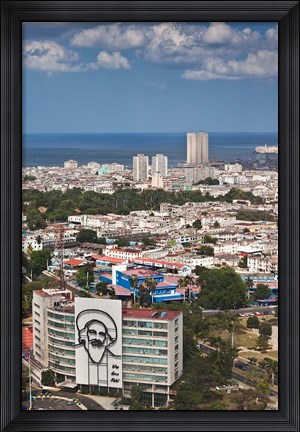 Framed Cuba, Havana, Building with Camilo Cienfuegos Print