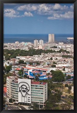 Framed Cuba, Havana, Building with Camilo Cienfuegos Print