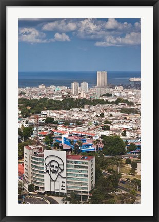 Framed Cuba, Havana, Building with Camilo Cienfuegos Print