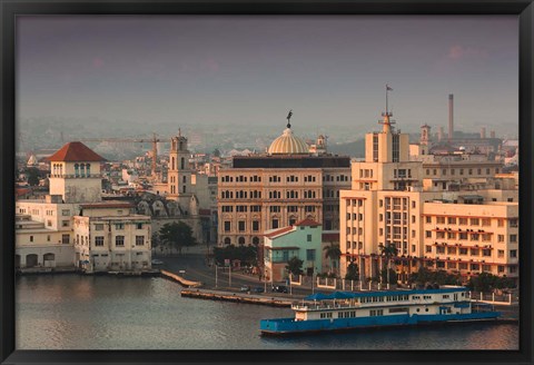Framed Cuba, Havana, Buildings along Havana Bay Print