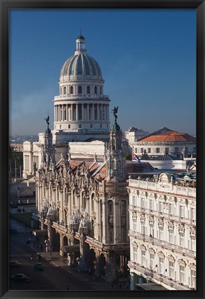 Framed Cuba, Havana, Capitol Building and town Print