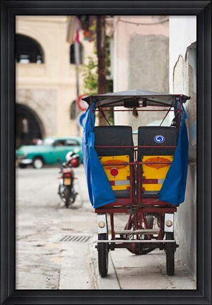 Framed Cuba, Havana, Havana Vieja, pedal taxi Print