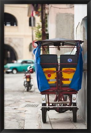 Framed Cuba, Havana, Havana Vieja, pedal taxi Print