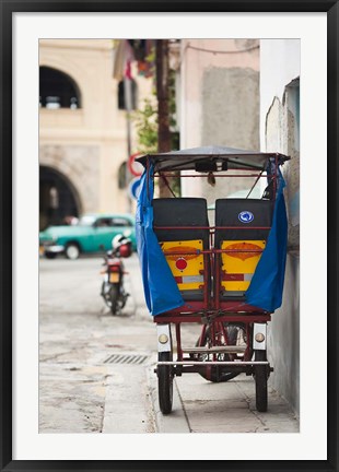 Framed Cuba, Havana, Havana Vieja, pedal taxi Print