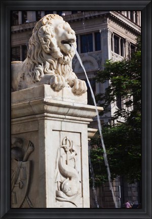 Framed Cuba, Havana, Plaza de San Francisco de Asis Lion fountain Print