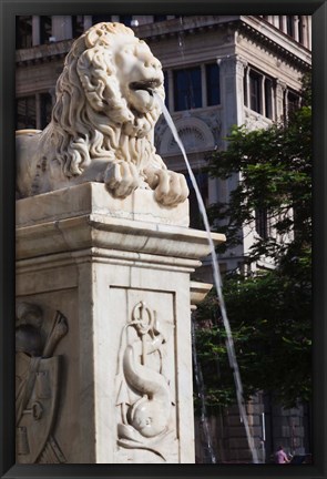 Framed Cuba, Havana, Plaza de San Francisco de Asis Lion fountain Print